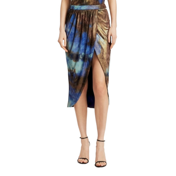 Le Superbe Take it easy Metallic Slit Multicolor Tie dye Skirt Medium - Picture 2 of 8